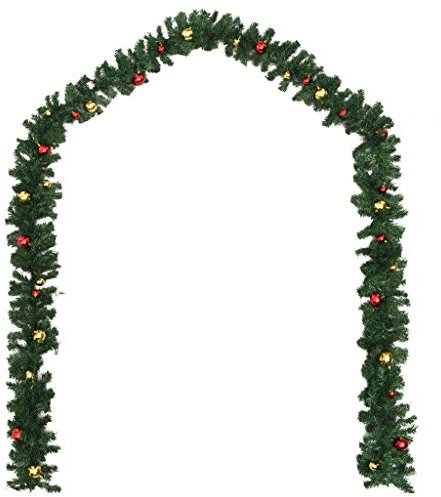 Premium Weihnachtsgirlande grün über 10m mit/ohne Kugeln | Set aus 4x270 cm | Tannengirlande aussen & innen (Mit Kugeln)
