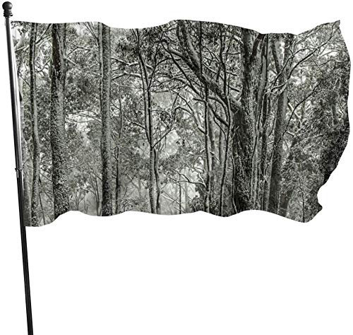 Saisonale, schneebedeckte Gummibäume, Wald-Gartenflagge, Familienflagge, 90 x 150 cm, Dekoration für Zuhause im Freien
