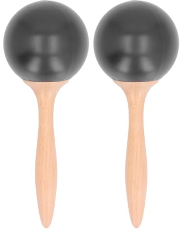 2 Maracas-Rasseln, Shaker-Sandhammer-Spielzeug für Party-Konzerte (schwarze Holzfarbe)