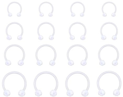 Besyvvin 16G 6/8/10/12mm Trasparente Herradura Nariz Labio Septum Anillo Helix Clair Acrílico Flexible Circular Barbell Ceja Cartílago Pendientes Daith Joyería Piercing