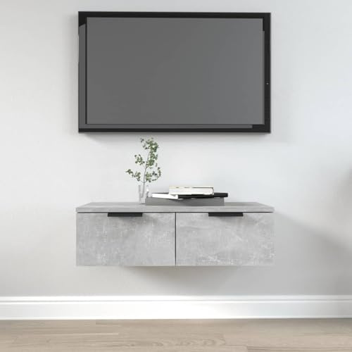 Vopese Gabinete de pared gris hormigón 68 x 30 x 20 cm, madera de ingeniería, armario de almacenamiento colgante, organizador de pared, armario para cocina y sala de estar, muebles de almacenamiento