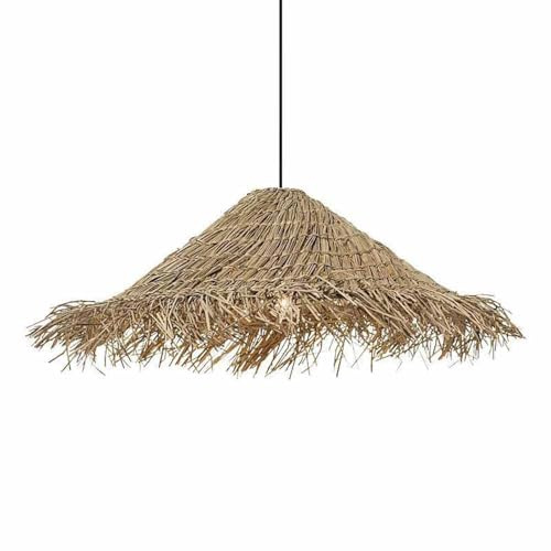 CHUNGYANG Lampe À Suspension D'art En Rotin Lustre De Restaurant Rétro Simple Luminaire Suspendu De Style Pastoral Japonais Chapeau De Paille Tissé À La Main Abat-jour En Osier En Rotin Pour Îlot Cuis