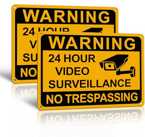 TAKULA Schild Cctv in Operation No Trespassing, 25 x 18 cm, ideal als Warnschild, um Trespassing auf Privatgrundstück zu verhindern, 2 Stück