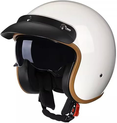 Casques Vintage À Face Ouverte Demi Casque avec Visière Léger Casque De Moto Jet pour Homme Et Femme Adultes Dot/ECE Homologué Street Scooter Cruiser Casque Moto Bols 5,M