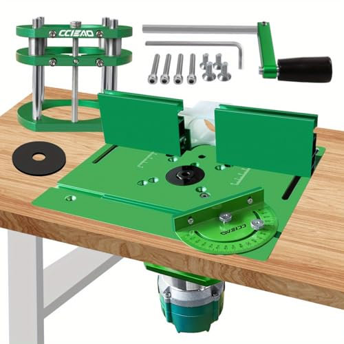 Router Table Lift System for 65mm Diameter Motors, Router Lift Base with Router Table Insert Plate for Router Working Benches Woodworking Engraving DIY Tools