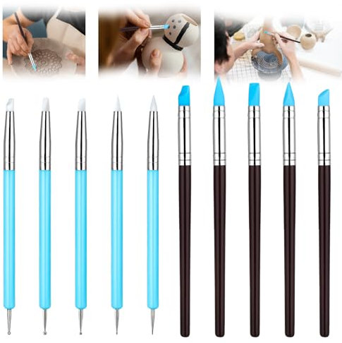 10 Stück Fondant Modellierwerkzeug Silikonpinsel Ton Silikon Werkzeug Gummipinsel Silikon Bürsten Dotting Tool Nail Art Pinsel Ton Silikon Nagel Pinsel Nägel Gummipinsel Silikon Dotting Tool