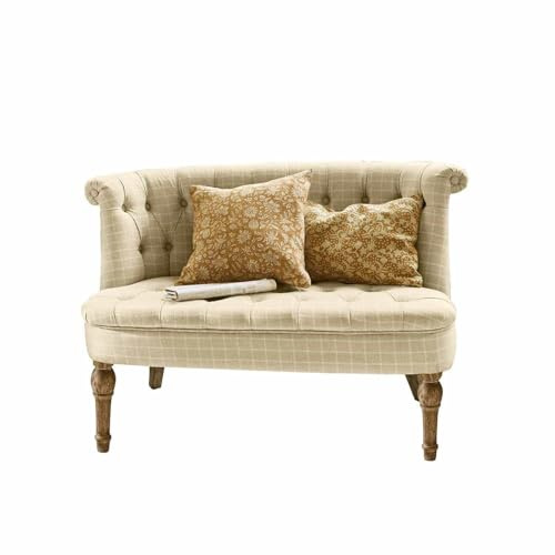 Loberon Sofa Weralin, beige | Klassisches Chesterfield-Design - Feste Polsterung - Zeitloser Look - Sitzmöbel - Couch - Leinen - Baumwolle - Eichenholz