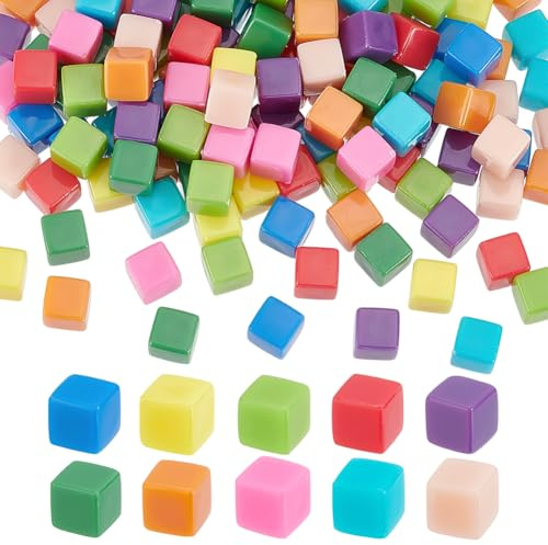 BENECREAT 140 pz 10 Colori Dadi Vuoti, Cubi di Dadi Acrilici da 8.5mm, Dadi Vuoti A Sei Facce con Scatola Portaoggetti per Realizzare Dadi Creativi, Oggetti di Scena per Giochi da Tavolo