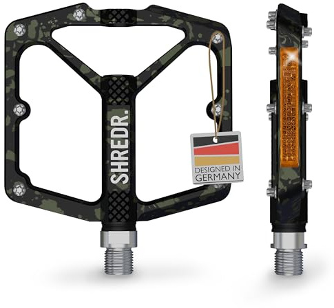 SHREDR. Shine Pedale für MTB | Hochwertige Flatpedals fürs Mountainbike | Mit Reflektoren (StVZO konform) | Special Edition - Unikat