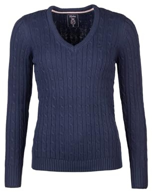 Rydale Ladies V Neck Cable Knit Jumper Womens Chunky Knitted Jumper Pullover Sweater