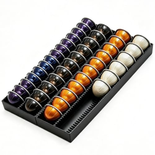 TelKeen Coffee Pod Storage Holder Drawer Insert for Counter Compatible with Nespresso Vertuoline Capsules, Nespresso Pod Holder for Nespresso Vertuo for Home, Office, Coffee Station (2 Packs)