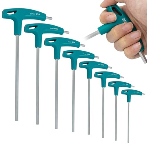 WIYETY T-nyckelset – Metrisk skruvmejselsats med T-handtag, 8 st (2,0 mm, 2,5 mm, 3 mm, 4 mm, 5 mm, 6 mm, 8 mm, 10 mm T-handtag sexkantsnycklar)