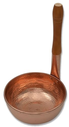 CVQWRJH Commercial copper pot Multifunctional Copper Butter Warmer Sauce Pan Stockpot, Flat Bottom Saucepan Copper Pot for Warming Milk Cooking Porridge Noodles Making Coffee Butter Sauce,2L