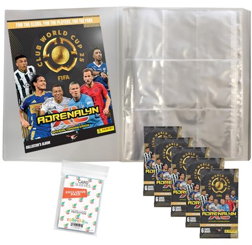 Bundle with FIFA Club World Cup 2025 Adrenalyn XL Trading Cards - 1 cartellina vuota + 5 booster + buste esclusive Collect-it