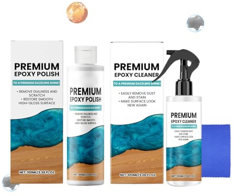 Kit de Polissage de Résine - Efface Rayure avec Formule de Réparation des Marques | Produit de Detailing qui Élimine la Matité | Pour Lisser et Restaurer Comptoirs & Projets Époxy (Kit 100ml)