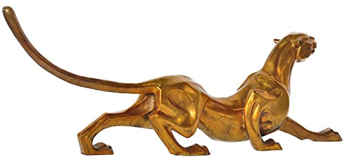 Mässingsgepardfigurer Entrébordsprydnader, Koppar Leopardstaty Hem Vardagsrumsinredning, Studiekontor Vinkyl Skulptur Dekoration Hantverk Gåvor,