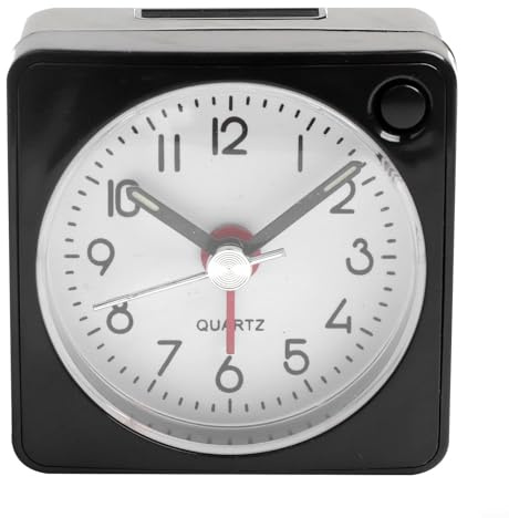 Honseadek Mini réveil de voyage analogique silencieux à quartz portable sans tic-tac avec fonction snooze Design compact pour voyage et maison