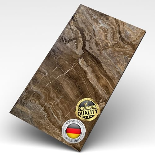 AS Country Stone Wandpaneele in Marmoroptik | 60x120 cm | PVC Wandverkleidung aus Kunststoffplatten für Küche, Bad & mehr | Küchenrückwand Platte Wandpaneel | Arebesceto Brown