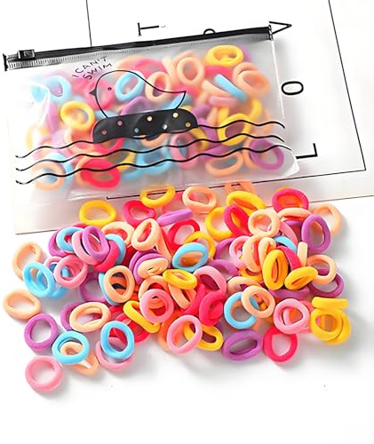 Lot de 100 élastiques à cheveux souples pour filles – Mini élastiques sans métal, élastiques et doux pour les cheveux, pour enfants, bébés et petites filles HSYTEK