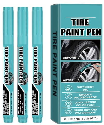 Generisch Penne di vernice per pneumatici,3 pezzi di marcatore impermeabile – penna di riparazione vernice – per auto moto riparazione automotive SUV camion veicolo ruota pneumatici