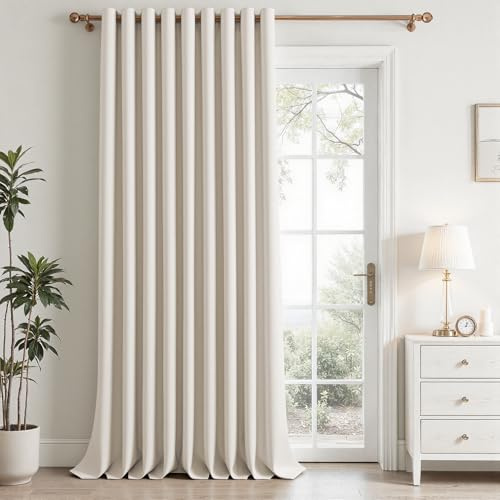 MRTREES Beige Blackout Eyelet Curtain 90x90, Single Thermal Door Curtain for Bedroom and Living Room, 1 Panel 228x228 CM 90x90 Inch Light Beige