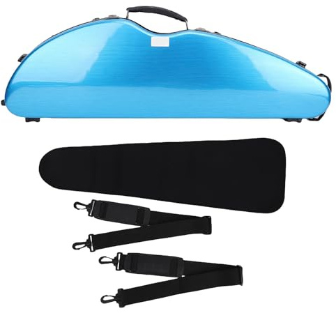 Xyntor 4/4 Violin Case with Hygrometer & Lock | Carbon Fiber Protective Storage Box for Full Size Violin | Lightweight Travel Case with Shoulder Straps / 2 Bow Holders | Blue