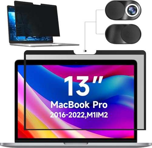 Mamol Filtre de Confidentialité pour MacBook Pro 13 Pouces | (2016-2022, M1, M2) et MacBook Air 13 pouces (2018-2021, M1), Anti-Espion MagicSuction Amovible à Adsorption Sous Vide