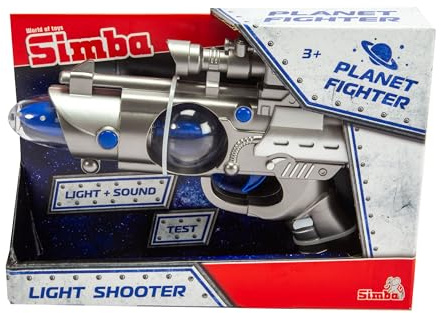 Simba 108046571 – Planet Fighter Light Shooter, 2-Fach Sortiert, es Wird nur EIN Artikel geliefert, Licht und Sound, Farbwechselfunktion, 22cm, imitiert Schussgeräusche, Spielpistole, ab 3 Jahren
