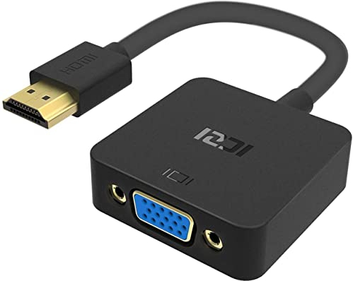 ICZI Adaptador HDMI a VGA,Convertidor HDMI a VGA 1080P para Cable de Carga para PC, Portátiles, HDTV, Proyectores, y Otros Dispositivos HDMI