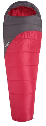 Mountain Warehouse Summit 300 Sleeping Bag - 3/4 Season, Insulated Mummy Shaped Bag - Best for Spring Summer, Camping, Trekking Dark Red Left Handed Zip - Regular Length (200cm)