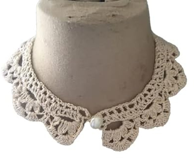 col claudine au crochet fait main beige