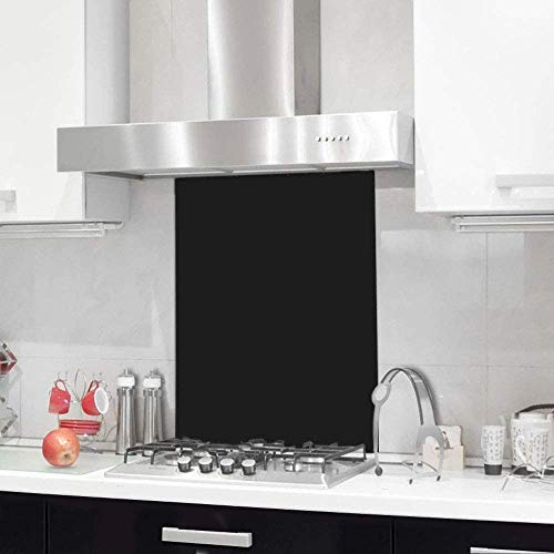 BELOFAY 60x75cm Black Tempered Glass Splashback for Kitchen, 6mm Toughened Glass Heat Resistant Splashbacks for Cookers