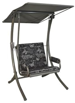 Angerer Freizeitmöbel GmbH Hollywoodschaukel 1-Sitzer Royal - Gartenschaukel Made in Germany - Schaukel zum Sitzen und Entspannen - einfache Montage (Grau Schmetterling)