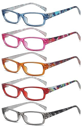 Eyekepper 5er Pack Lesebrille für Damen ohne Metall-Design, Schraubenlose Federscharniere Lesehilfe