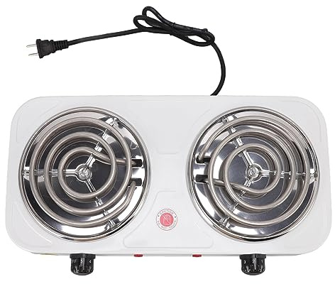 Electric Countertop Stove, 2000W Multifunctional 2 Portable Cooking Stove Electric Hot Plate Double for Home and Outdoor (110V)