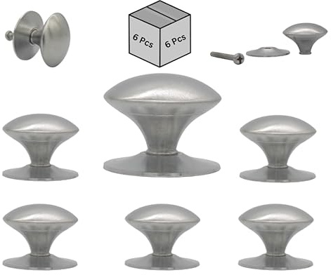 Cabinet Knobs 50MM|40MM|35MM, Kitchen Cupboard Handles, Brushed Chrome Finish, and Drawer Handles, Cupboard knobs, Kitchen Door knobs. Set of 6 (10, Extra Large (Diameter - 5cm, Projection - 3cm))