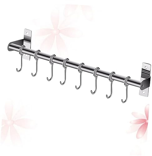 VILLFUL Ganchos de Cocina de Acero Inoxidable 304, Rack Pieza | Colgador Toalla Ducha, Instalación sin Perforaciones, Fácil Limpieza, Plata para Baño y Armario