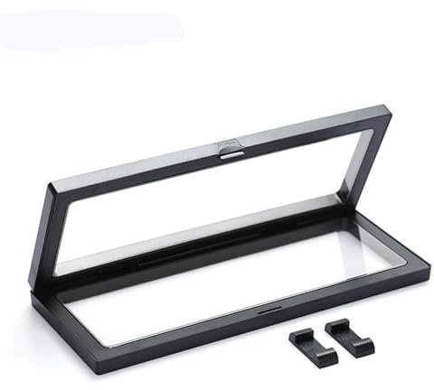 LXHZSY Schweberahmen 30x11cm PET-Membran-Schmuckanhänger-Ausstellungsständerhalter Bague-Verpackungsbox Schützen Sie Schmuckmünzen Schwimmende Präsentationshülle(Black)