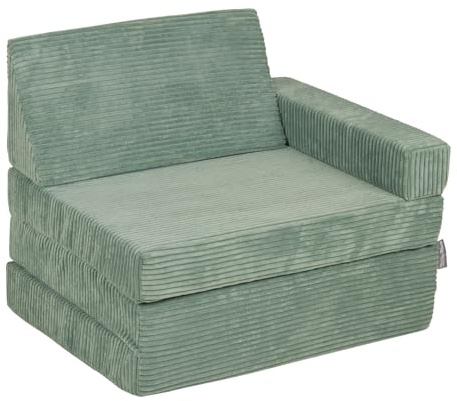 KiddyMoon Poltroncina Per Bambini Fatto Di Schiuma, Pieghevole Poltrona Trasformabile In Materasso, Divano Poltroncina Leggero, Divani Per Camerette Stanza Da Gioco, Verde