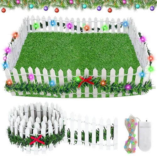 Lets Joy Miniatures Clôture en Bois, Accessoire de Lutin Miniature, Miniatures Clôture de Jardin avec lumières, Accessoires pour Maison de Poupée, Accessoires de Maison de Poupée