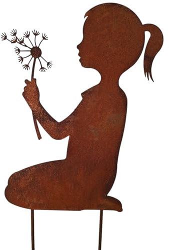 Spina per aiuole da giardino, statuetta in ruggine con leone, decorazione da giardino arrugginita, silhouette in metallo, decorazione vintage per giardino e terrazza, resistente alle intemperie