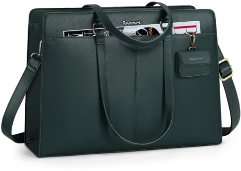 RAINSMORE Laptoptasche für Damen, 39,6 cm (15,6 Zoll), Arbeitstasche aus wasserdichtem Leder, Laptop-Tragetasche, professionelle Business-Büro-Aktentasche, große Computer-Laptop-Tasche, Handtasche
