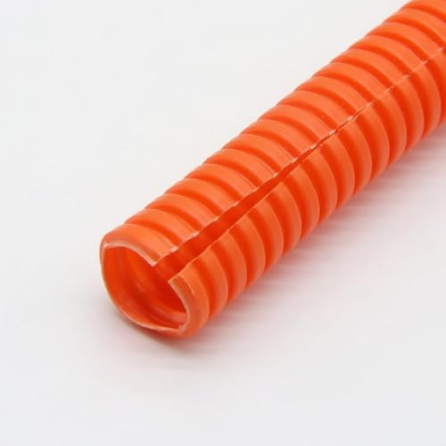 MNUPL Gaine de câble en polyéthylène ondulé Isolante de 6 m, Gaine de câble, Couvercle de Conduit de Cordon, Protecteur de Ligne mécanique for Voiture(Orange Open,OD 10mm)