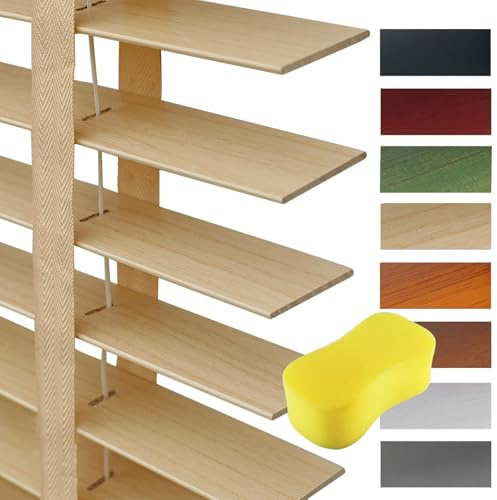 NRQCJM Holzjalousie Innen Verdunkelung Sonnenschutz Sichtschutz Horizontale Jalousien mit 5 cm Lamellen für Fenster Einfache Montage Maßanfertigung(Beige)