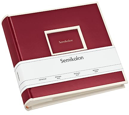 Semikolon 351134 200 Pockets Album - 23 x 22,3 cm - 100 Seiten cremefarben, für 200x 10x15 Fotos - burgundy dunkel-rot