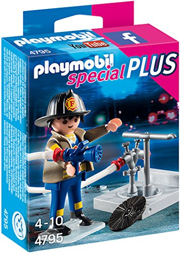 Playmobil 4795 Special Plus Fireman with Hose, Fun Imaginative Role-Play, PlaySets Suitable for Children Ages 4+