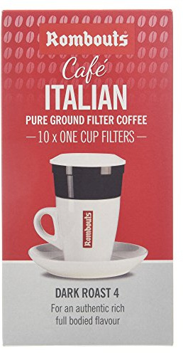 Rombouts Cafe Italian Pure Ground Filter Coffee Cups, 10 x 6.2g