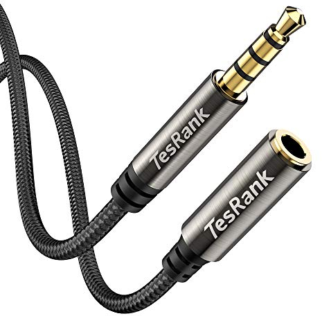 TesRank Cavo di Prolunga Jack 3.5mm, Cavo di Prolunga Aux 4 Contatti Maschio a Femmina in Nylon Intrecciato Compatibile con Nintendo Switch, Smartphone, Tablet, 1M