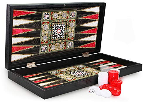 Semus Luxus Backgammon Tavla XXL – Intarsien Look, Handpoliert, Premium Gesellschaftsspiel