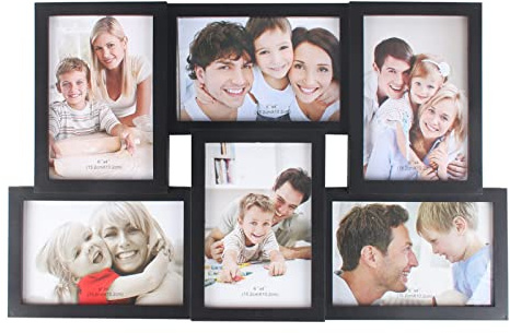 Youyijia Multi Photo Frame - 6 x 4 inch Multi Aperture Collage for 6 Photos, Wall Mounted, Black